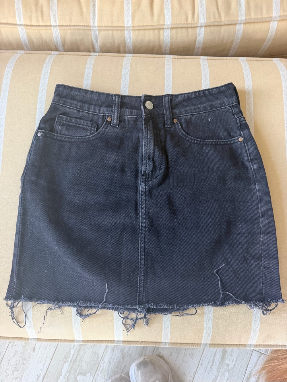 PacSun Black Distressed Denim Mini Skirt
